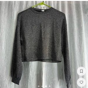 H&M sparkly black and silver mock neck semi sheer knit top. NWOT!
